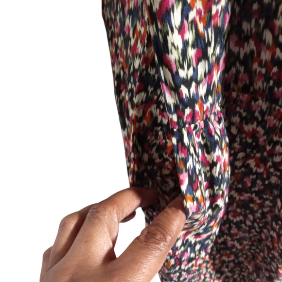 Velvet by Graham & Spencer Multicolor Ditsy Floral Tiered Smock Sleeve Boho Dres - Picture 6 of 10